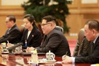 A smiling Kim pictured during talks in Beijing