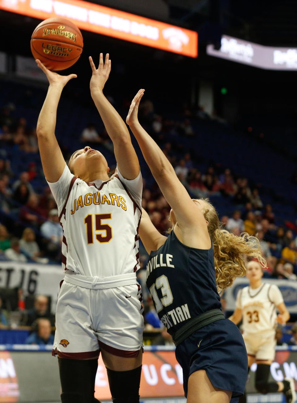 Cooper’s Maleah Alexander tries to makes a basket against Danville Christian Academy’s Grace Meyer in the Mingua Beef Jerky Sweet 16 Girl’s Basketball Tournament. 
Mar. 14, 2024