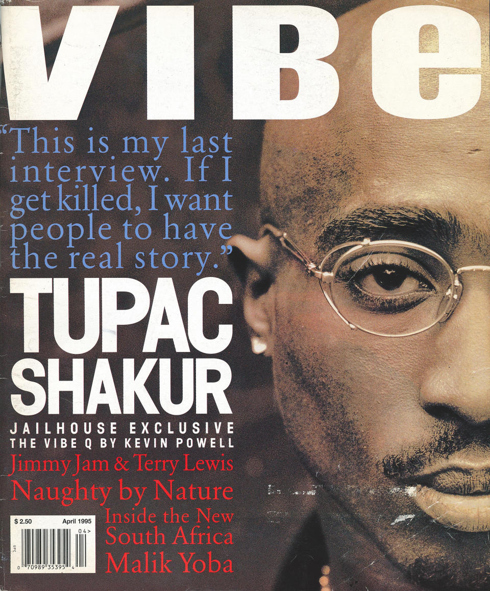 tupac wearing glasses on vibe magazine's april 1995 cover