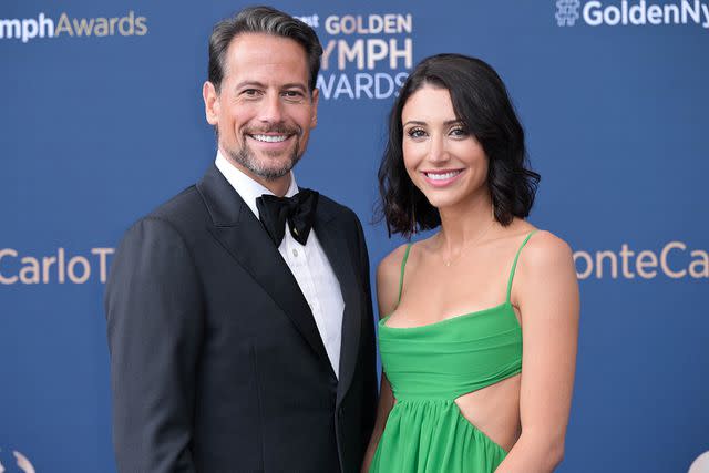 <p>Stephane Cardinale - Corbis/Corbis via Getty Images</p> Ioan Gruffudd and Bianca Wallace attend the 61st Monte Carlo TV Festival on June 21, 2022