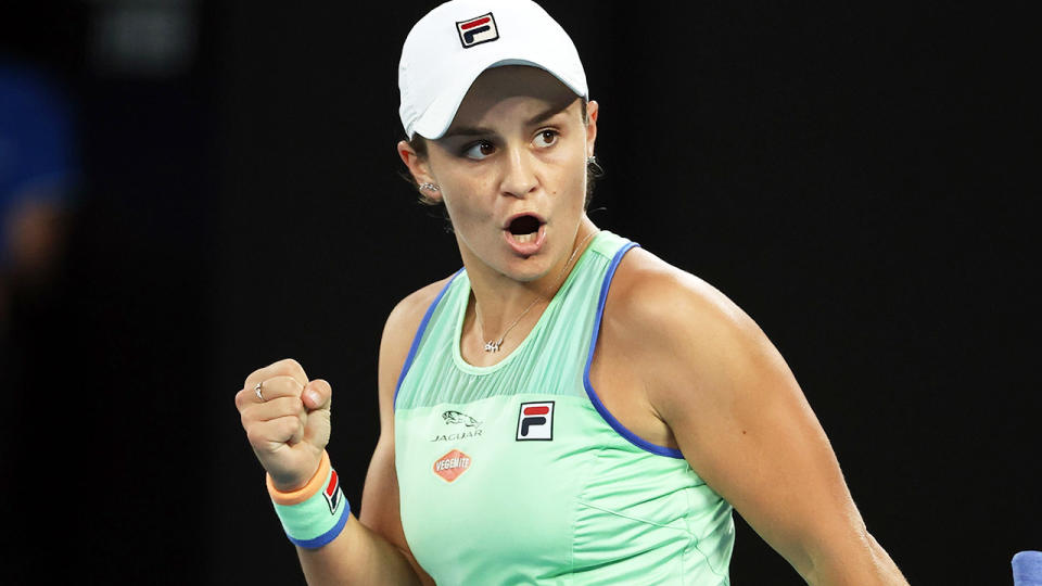 Ashleigh Barty, pictured here in action at the Australian Open in January.