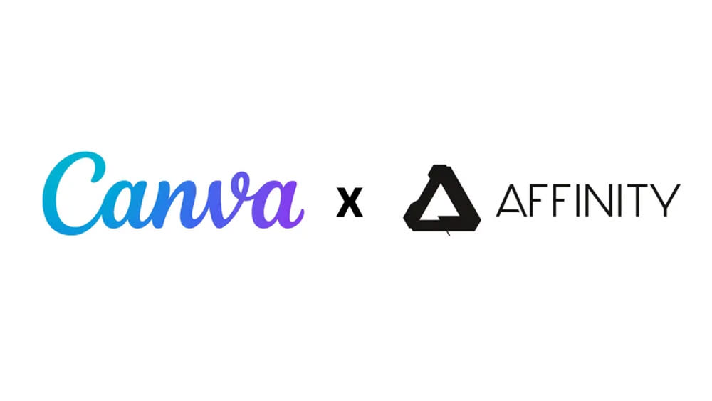  Canva and Affinity logos on a white background. 