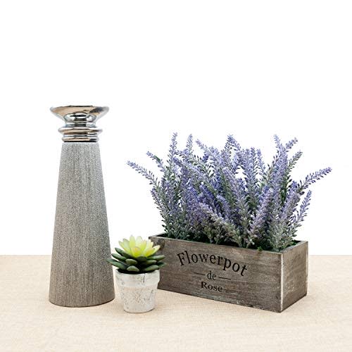 Velener Artificial Flower Potted Lavender Plant for Home Decor (Wooden Tray) (Amazon / Amazon)