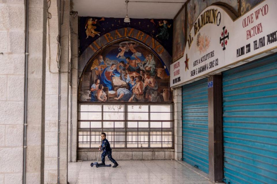 Closed shops near Manger Square in Bethlehem