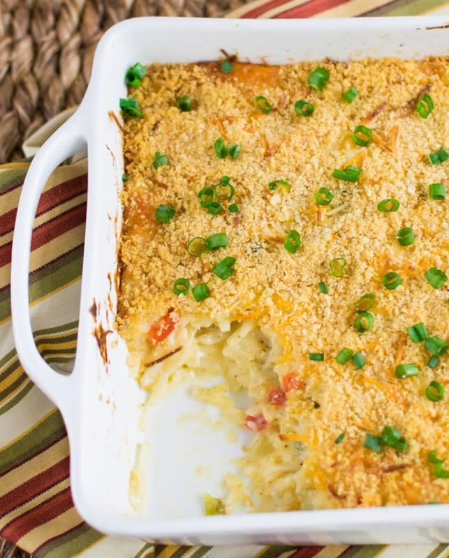 <p>Inside BruCrew Life</p><p>This Homemade Hash Brown Casserole is the perfect side to any brunch or dinner. Potatoes, cheese and veggies make this easy dish disappear at any meal. <a href="http://insidebrucrewlife.com/2015/11/homemade-hash-brown-casserole/" rel="nofollow noopener" target="_blank" data-ylk="slk:Get the recipe here.;elm:context_link;itc:0;sec:content-canvas" class="link rapid-noclick-resp">Get the recipe here.</a></p>