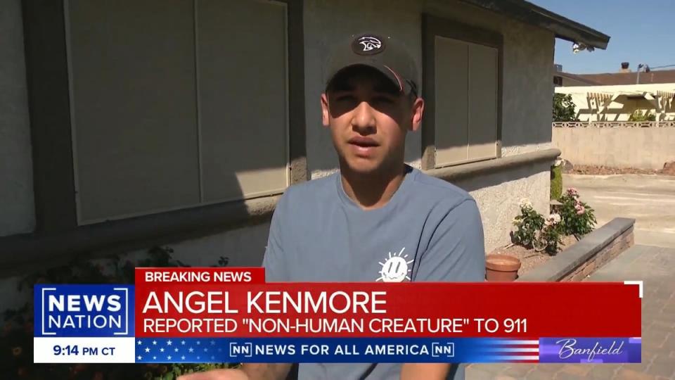 Angel Kenmore insists 'non-human' creatures landed in his Las Vegas backyard in April 2023 (NewsNation)