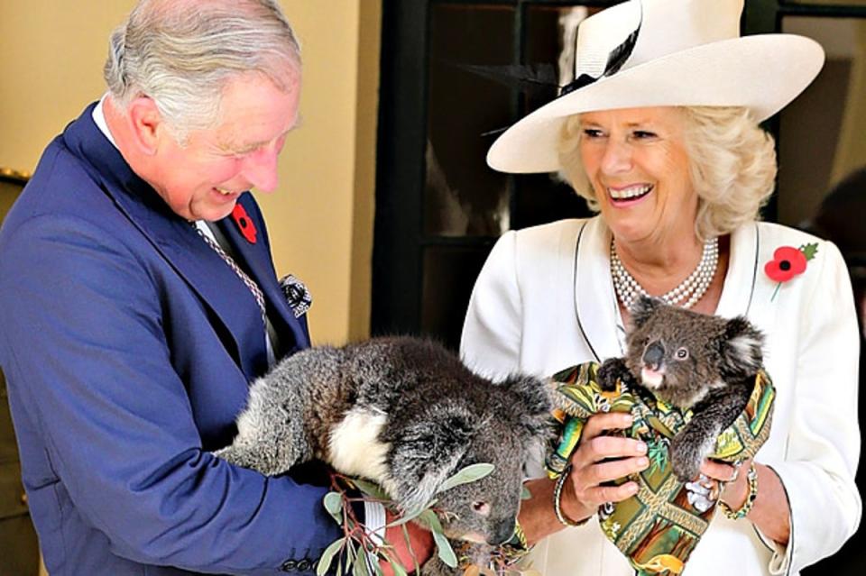 Charles and Camilla holding koalas together in Australia in 2012 (Chris Jackson/Getty)