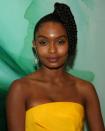 <p>Slick hair into a side ponytail, and then braid large sections of the hair like actress Yara Shahidi.</p>