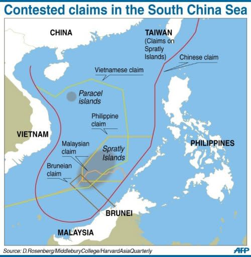 Map showing contested claims in the South China Sea. Vietnam and China have a longstanding dispute over sovereignty of the potentially oil-rich Paracel and Spratly island groups, which straddle vital commercial shipping lanes in the South China Sea