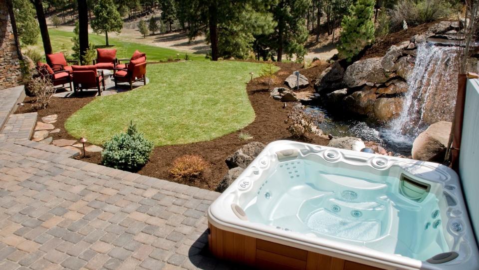 Hot tub in garden