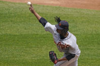 Detroit Tigers starting pitcher Jose Urena throws against the Chicago White Sox during the first inning of a baseball game in Chicago, Sunday, June 6, 2021. (AP Photo/Nam Y. Huh)