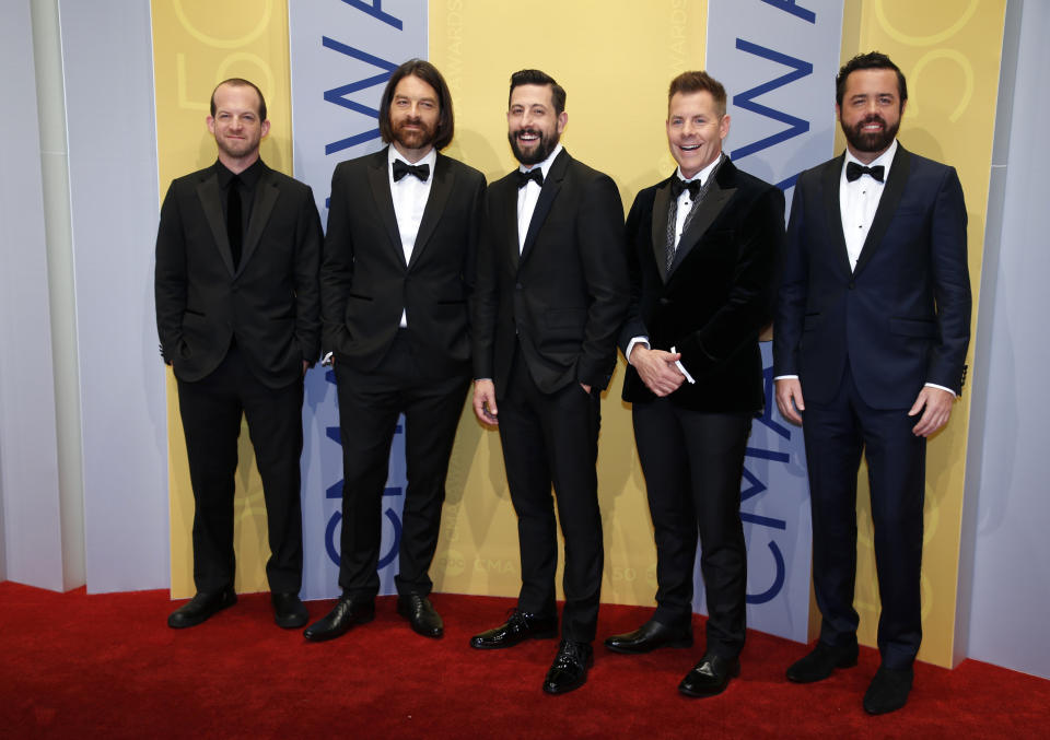 Musical band Old Dominion arrives at the 50th Annual Country Music Association Awards in Nashville, Tennessee, U.S., November 2, 2016. REUTERS/Jamie Gilliam