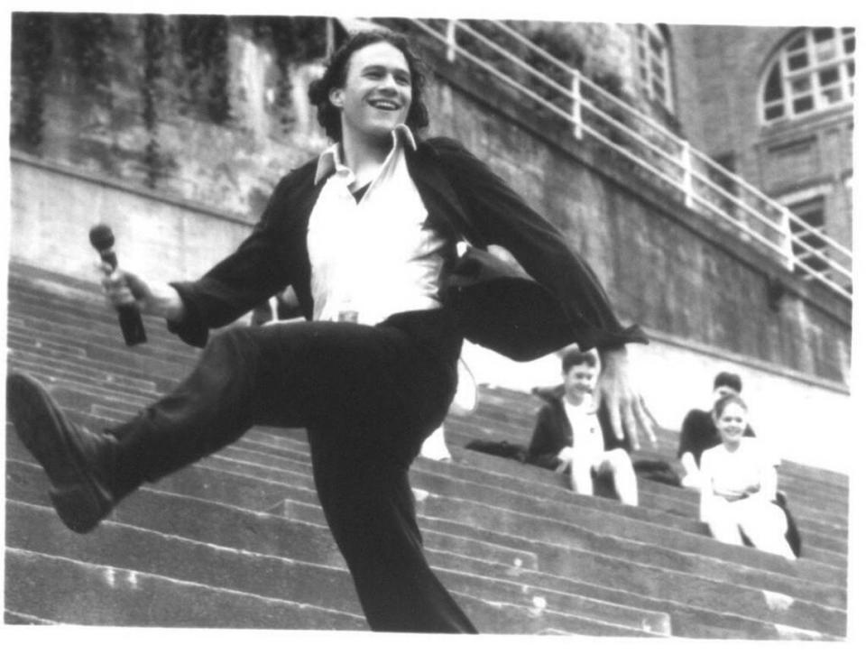 Heath Ledger in “10 Things I Hate About You,” on the steps of Tacoma’s Stadium Bowl.