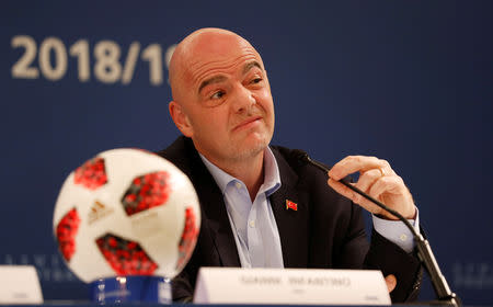 Soccer Football - FIFA President Gianni Infantino Media Briefing - Shangri-La Bosphorus Hotel, Istanbul, Turkey - February 15, 2019 FIFA President Gianni Infantino during a media briefing REUTERS/Murad Sezer