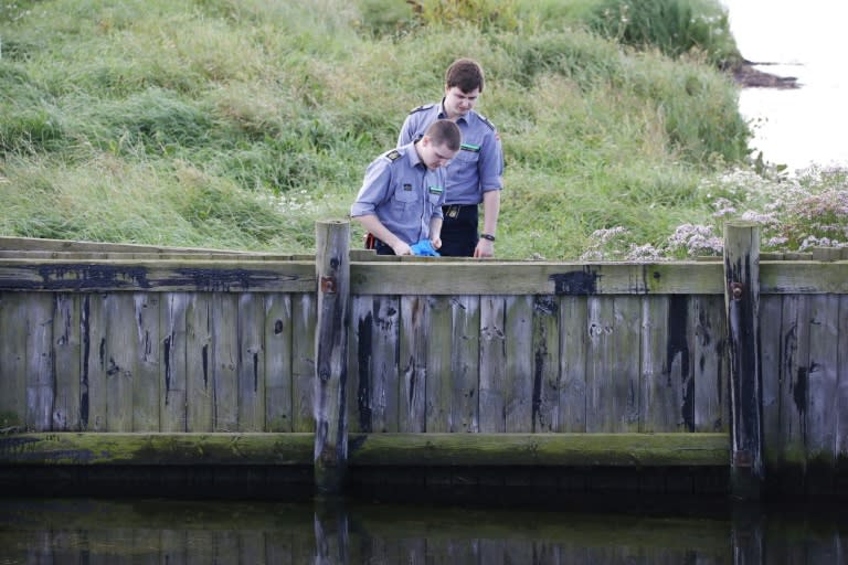 Danish first responders help search for missing bodyparts of Swedish journalist Kim Wall near Kalvebod Faelled in Copenhagen, on August 23, 2017