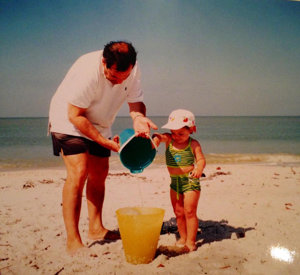 Me (wearing said tankini) with my father probably not even building a sandcastle and just pouring the fresh Miami water (which is now way more contaminated) into a bucket—I was an easily entertained child.
