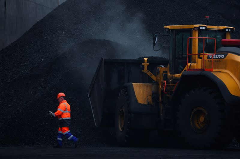 FILE PHOTO: The coal is unloaded from a vessel in Port Gdanski Eksploatacja, Gdansk