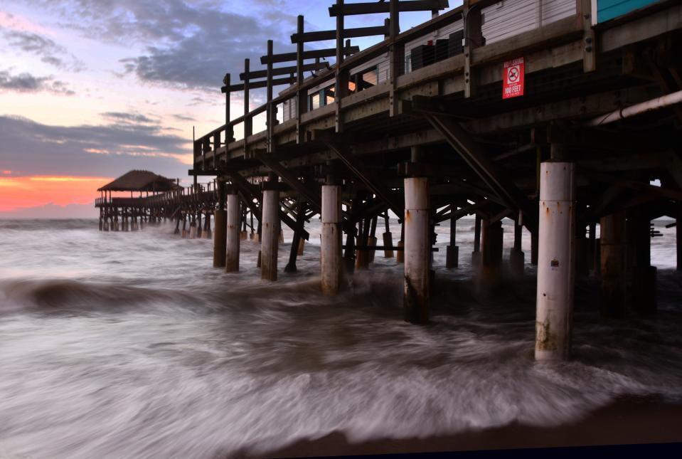 As Hurricane Idalia barreled into Florida's Gulf Coast, Brevard appeared to be escaping the worst as of Wednesday morning with just some high seas. Here's a scene from Cocoa Beach Pier.
(Credit: MALCOLM DENEMARK/FLORIDA TODAY)