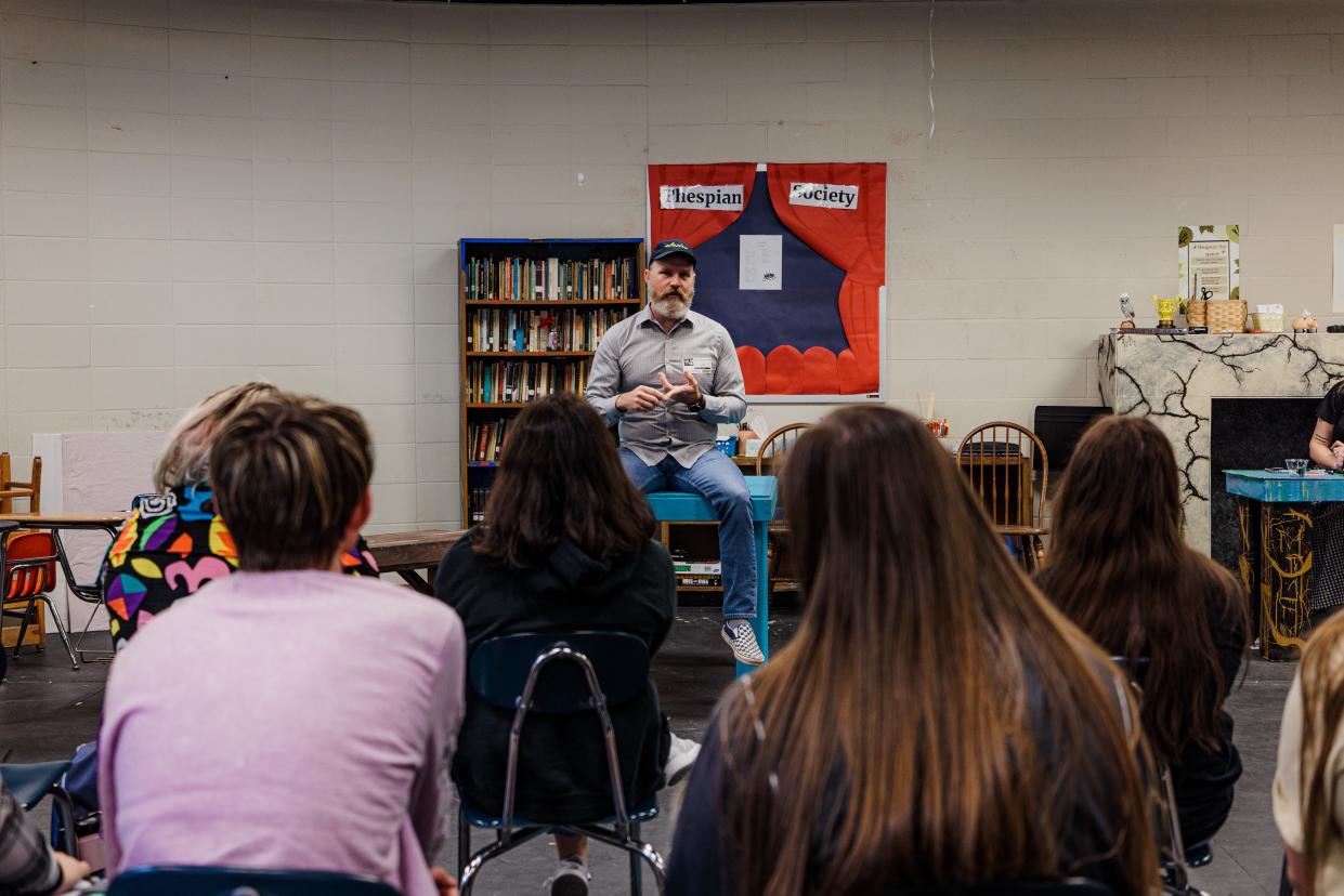 Bartlesville High School alumnus Chris Butcher spoke to the BHS theater class last spring about his experience in filmmaking.