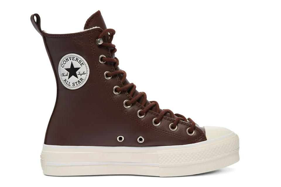 sneakers, brown leather, converse