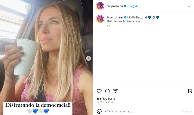 Mariana Brey dejó registro de su jornada electoral en Instagram