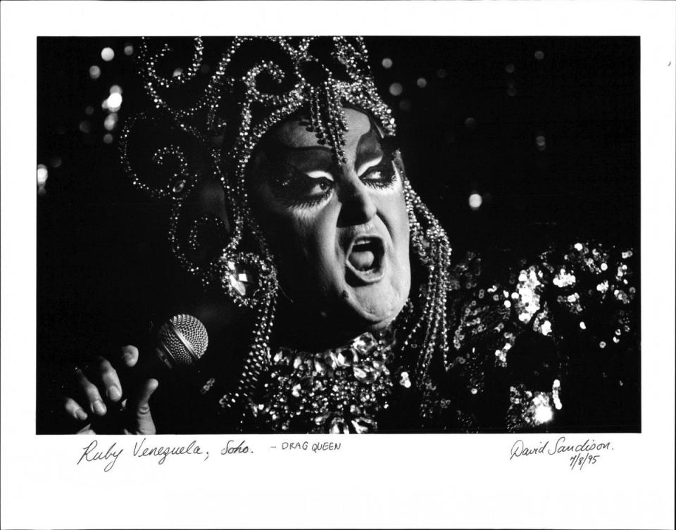 Ruby Venezuela performing in Soho, 1995. To buy this print, click here (David Sandison/The Independent)