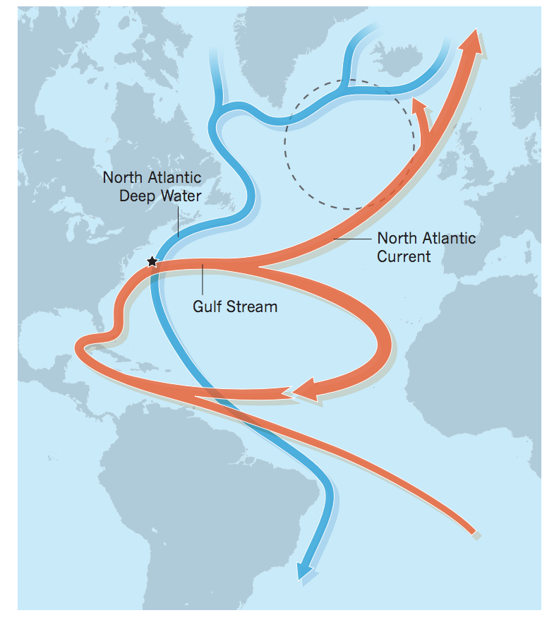 A diagram of the Atlantic Meridional Overturning CirculationPraetorius (2018)