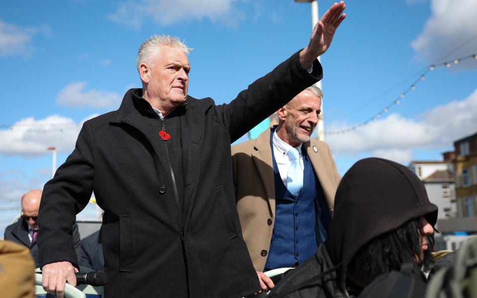 Lee Anderson campaigns alongside Mark Butcher in Blackpool today