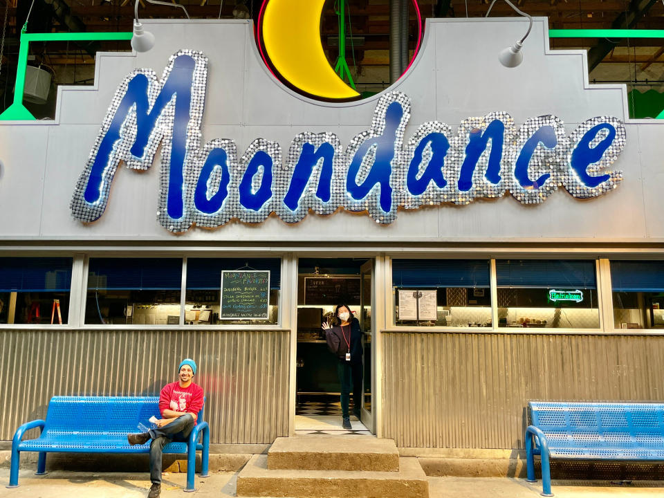 Miranda and Oh on the Moondance Diner set from Netflix’s Tick, Tick … Boom! - Credit: Netflix