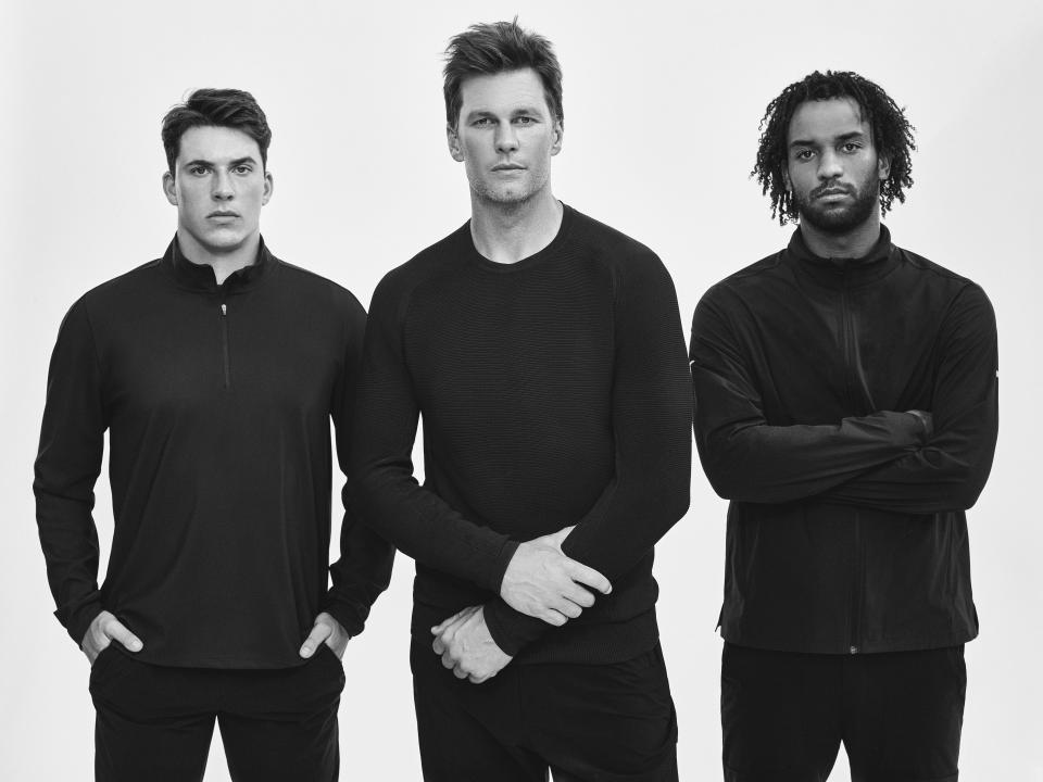 Cade McNamara, Tom Brady and Andrew Fenty in looks from the Brady collection. - Credit: Courtesy Photo