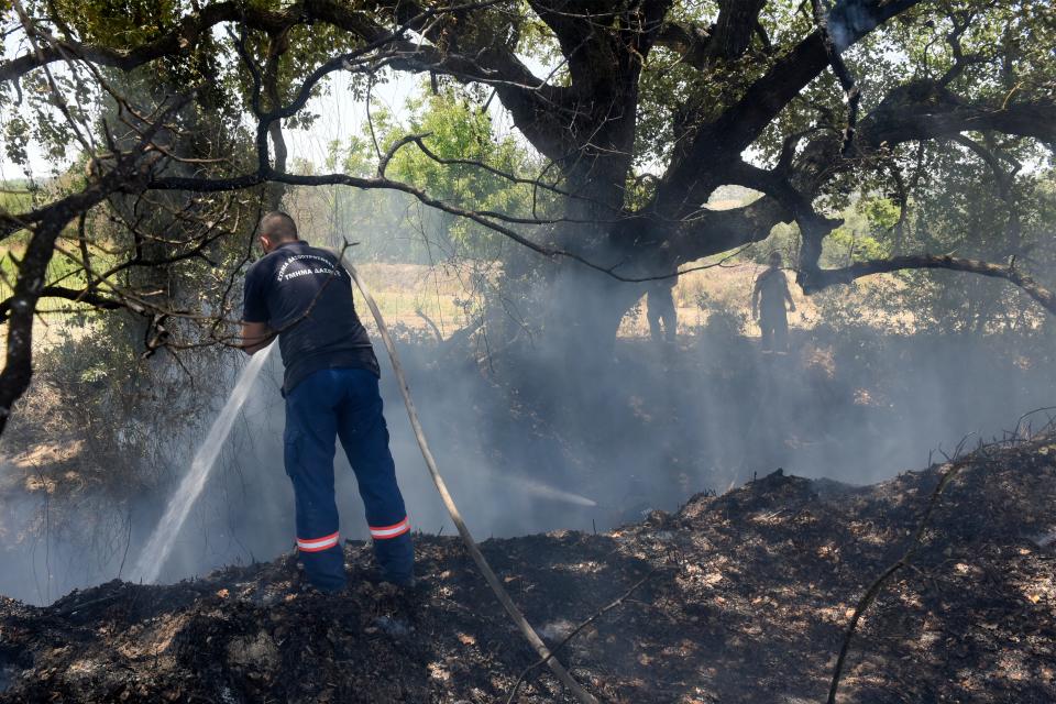 Firefighter extinguishes flames in Cyprus