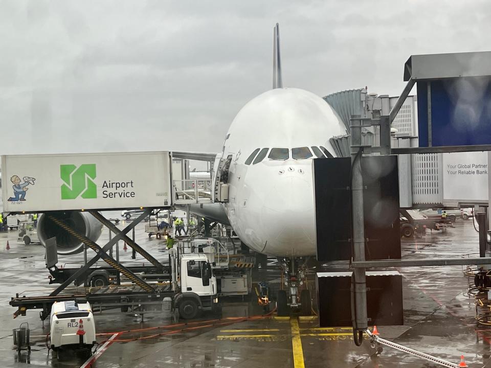 Singapore Airlines' A380 at Frankfurt.