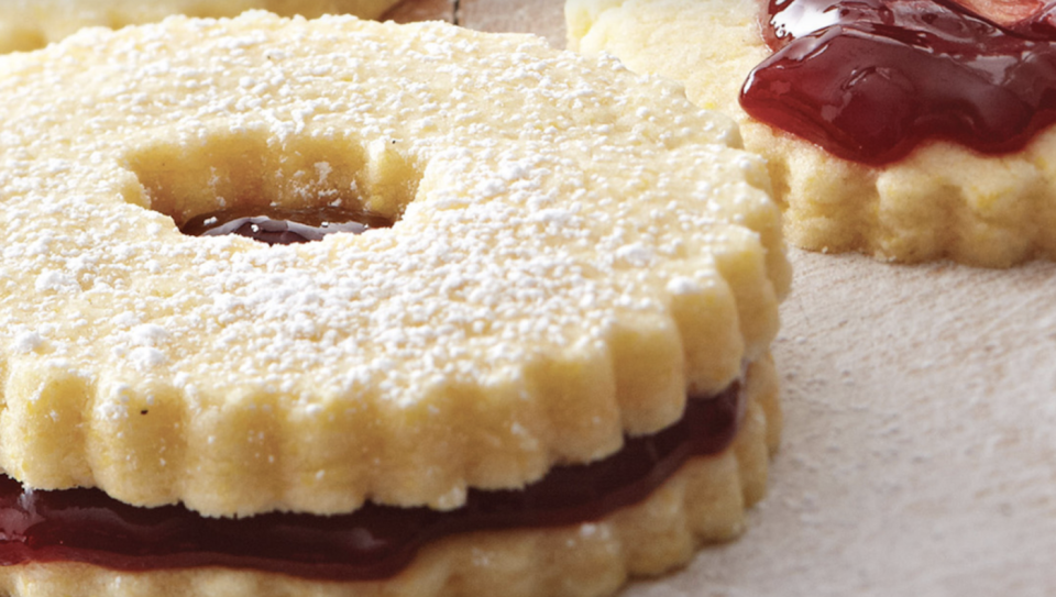 Cornmeal Raspberry Linzer Cookies