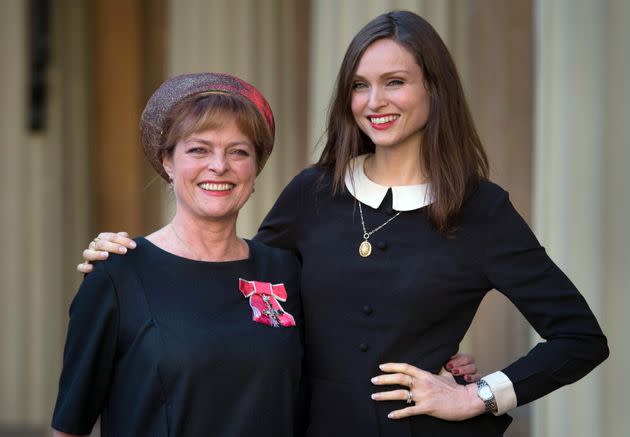 Sophie Ellis-Bextor at Buckingham Palace with her mum, Janet Ellis