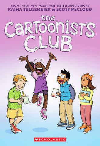 <p>Scholastic/Graphix</p> The cover of 'The Cartoonists Club' by Raina Telgemeier and Scott McCloud