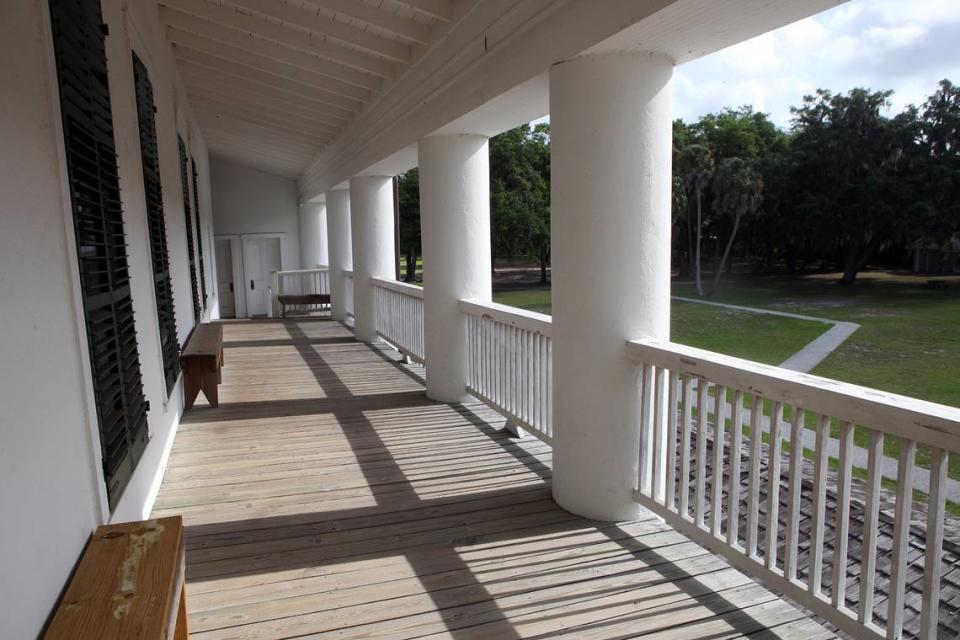 The historic Judah P. Benjamin Confederate Memorial, housing the Gamble Plantation, is comprised of 18 acres containing the mansion, The Patton House, a visitor’s center, a cistern for gathering rainwater and several areas of interest. The second floor veranda had slanted floors so the rainwater would run off.