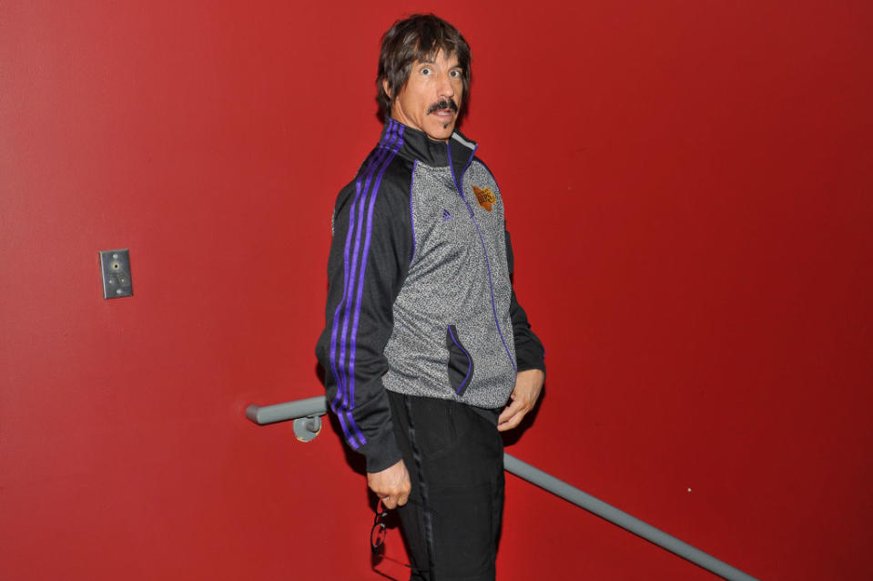 Red Hot Chili Peppers lead singer Anthony Kiedis got the boot from Saturday’s Rockets-Lakers game. (Getty Images)