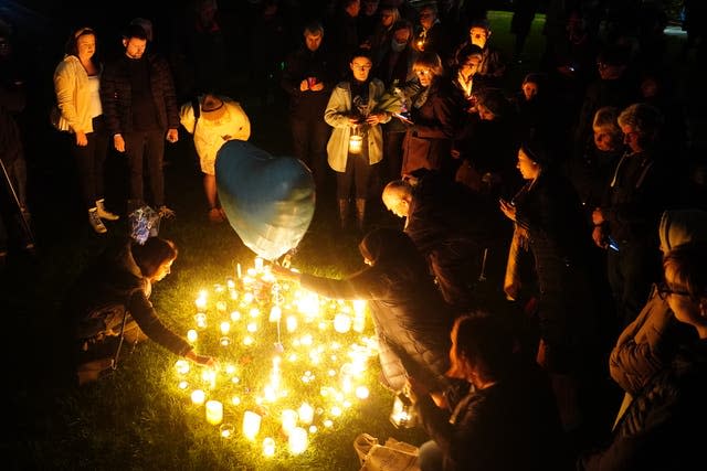 Sir David Amess was remembered at a vigil (Dominic Lipinski/PA)