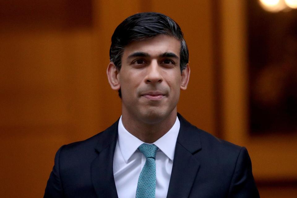 Chancellor of the Exchequer Rishi Sunak leaves 11 Downing Street, London, ahead of delivering his one-year Spending Review (PA)