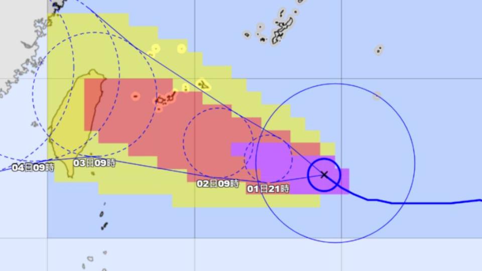氣象廳預測路徑顯示，海葵颱風可能會從宜花東地區登陸。（圖／翻攝自氣象廳網站）