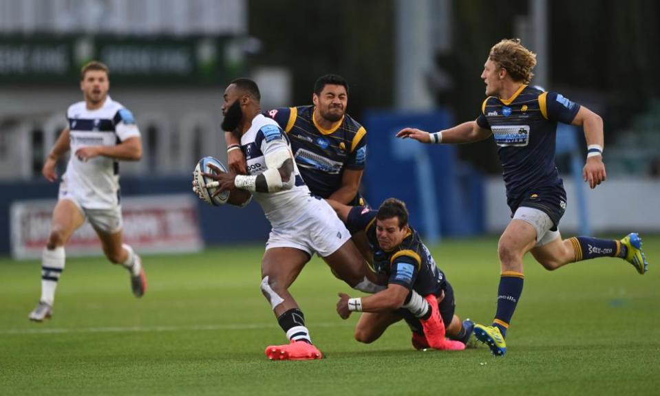 Melani Nanai’s tackle on Bristol Bears’ Semi Radradra was judged by Wayne Barnes as only worth a penalty as it was ‘over the shoulder’.