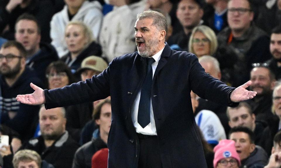 <span>Ange Postecoglou was furious with his team’s collapse at the Amex Stadium.</span><span>Photograph: Mike Hewitt/Getty Images</span>