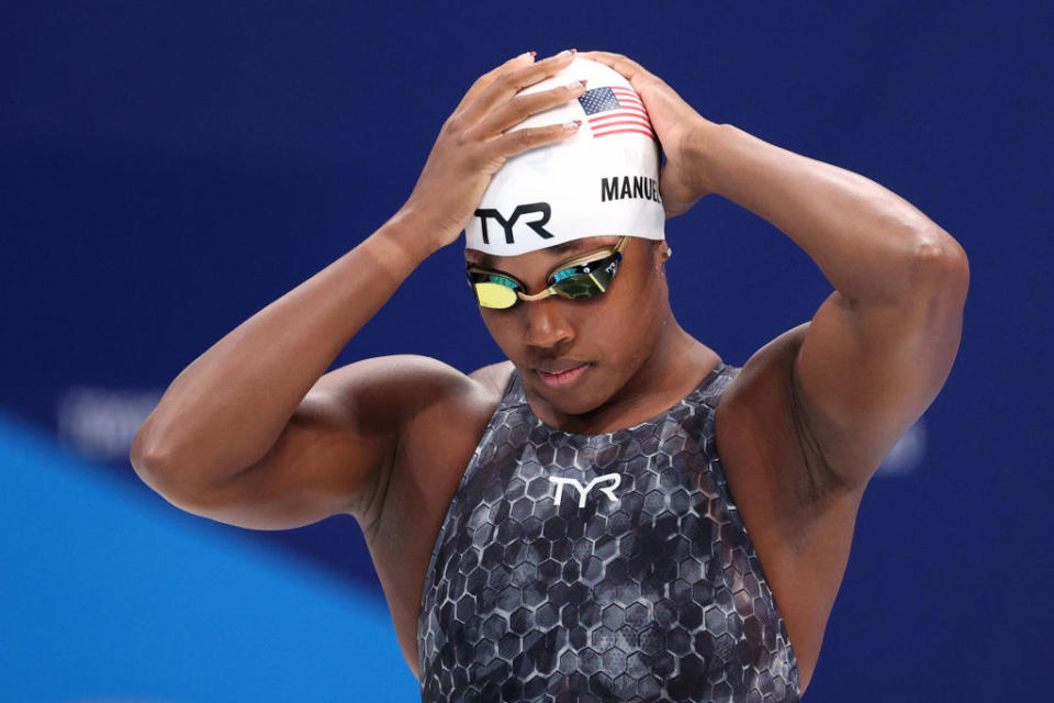 Manuel preparing to compete in the Women's 50m