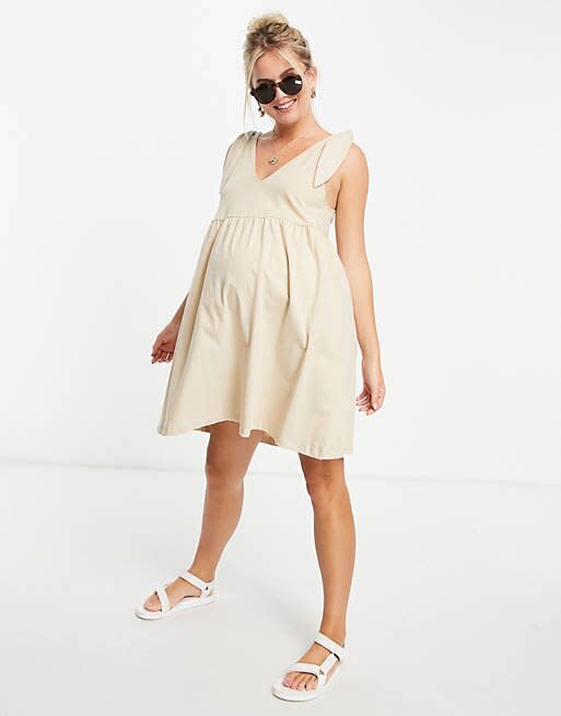 maternity-clothes-ASOS Maternity Bunny Tie Shoulder Mini Smock Dress