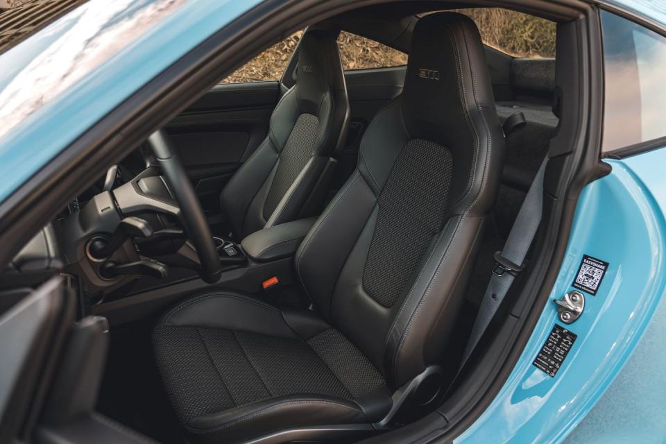 <p>But it can be dressed up with optional contrast-color seat stitching and seatbelts in either Slate Gray or Lizard Green.</p>