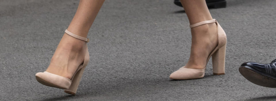 A closer view of Kate Middleton’s shoes. - Credit: MEGA