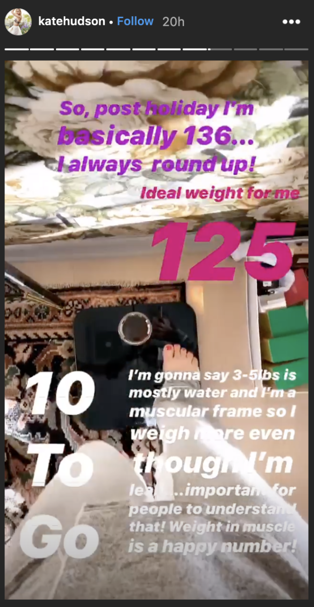 Kate Hudson Just Shared Her Exact Weight On Instagram: 'I Wasn't Impressed