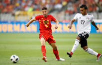 Soccer Football - International Friendly - Belgium vs Egypt - King Baudouin Stadium, Brussels, Belgium - June 6, 2018 Egypt's Mohamed Abdel-Shafy in action with Belgium's Dries Mertens REUTERS/Francois Lenoir