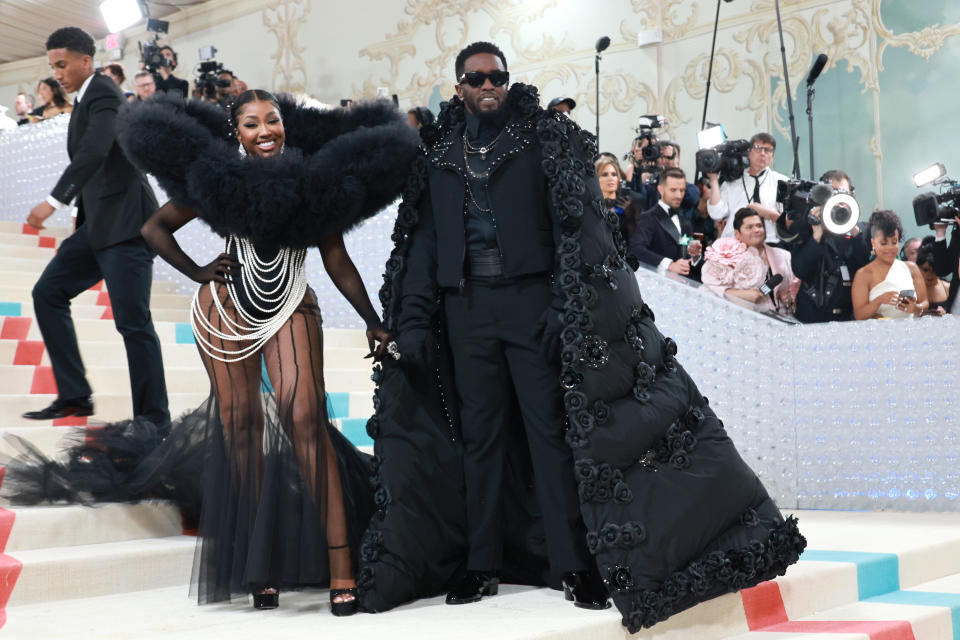 NEW YORK, NEW YORK - MAY 01: (L-R) Yung Miami and Sean ‘Diddy‘ Combs attend The 2023 Met Gala Celebrating 