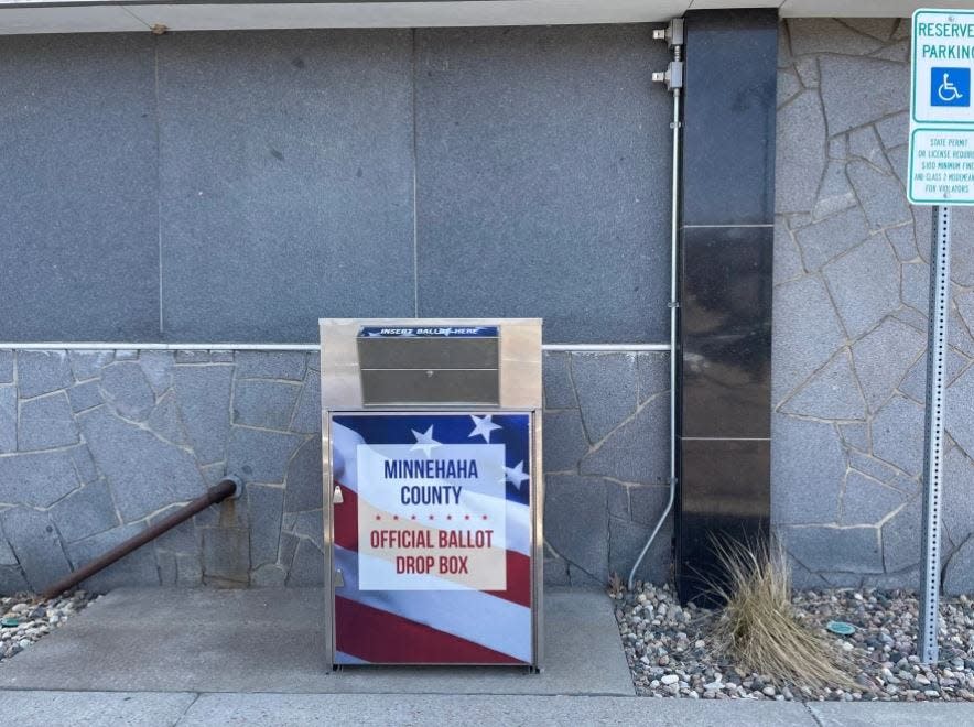 Pictured is an official ballot drop box in Minnehaha County.